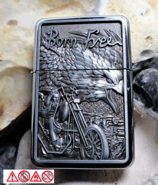 Feuerzeug Benzin Feuerzeuge Lighter neue Motiv Serie Biker Born Free