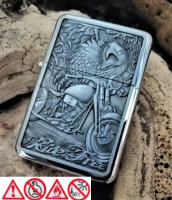 Feuerzeug Benzin Feuerzeuge Lighter neue Motiv Serie Biker Ride Free