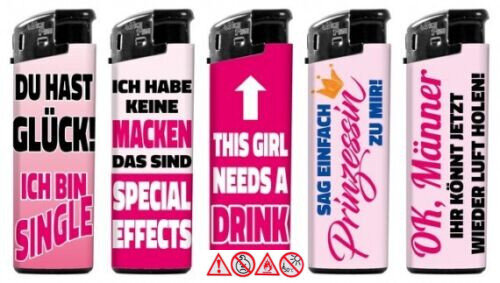 5 x Feuerzeug Gas Feuerzeuge Lighter neue Design Spruch Serie No 4