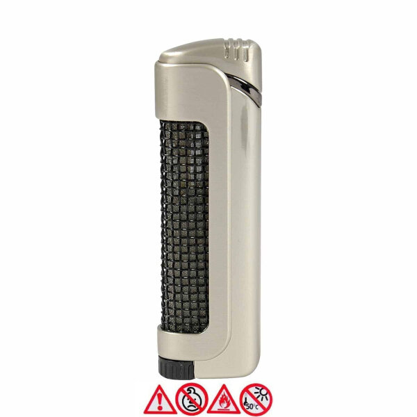 Feuerzeug Gas Feuerzeuge Lighter edles Silber metallic neue Modell Design Serie