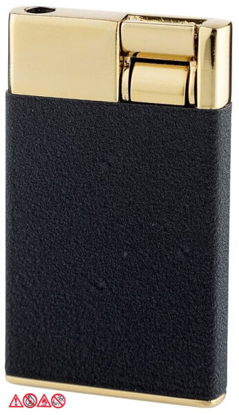 Feuerzeug Gas Feuerzeuge edles Schwarz matt - Gold neue Modell Design Serie