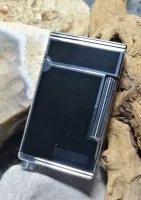 Feuerzeug Gas Feuerzeuge Lighter edles Schwarz Silber...