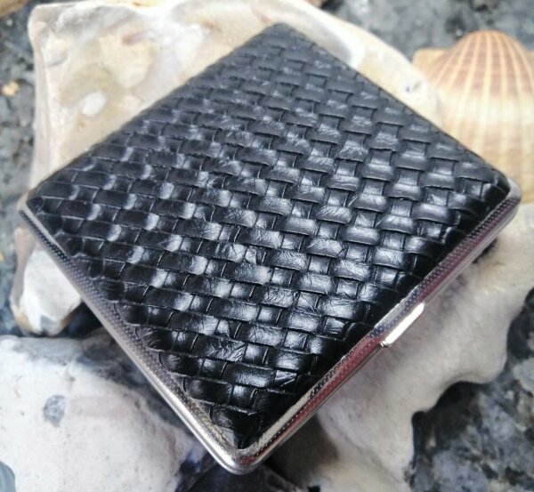 Zigarettenetui Zigaretten Etui Dose Box neue Leder Design Modell Serie schwarz